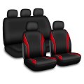 Jeu complet de housses universelles voiture LINEA noires et rouges