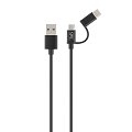 C&acirc;ble 2 en 1 Micro USB / USB-C TNB noir