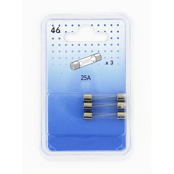 3 Zekeringen in glas 25 A