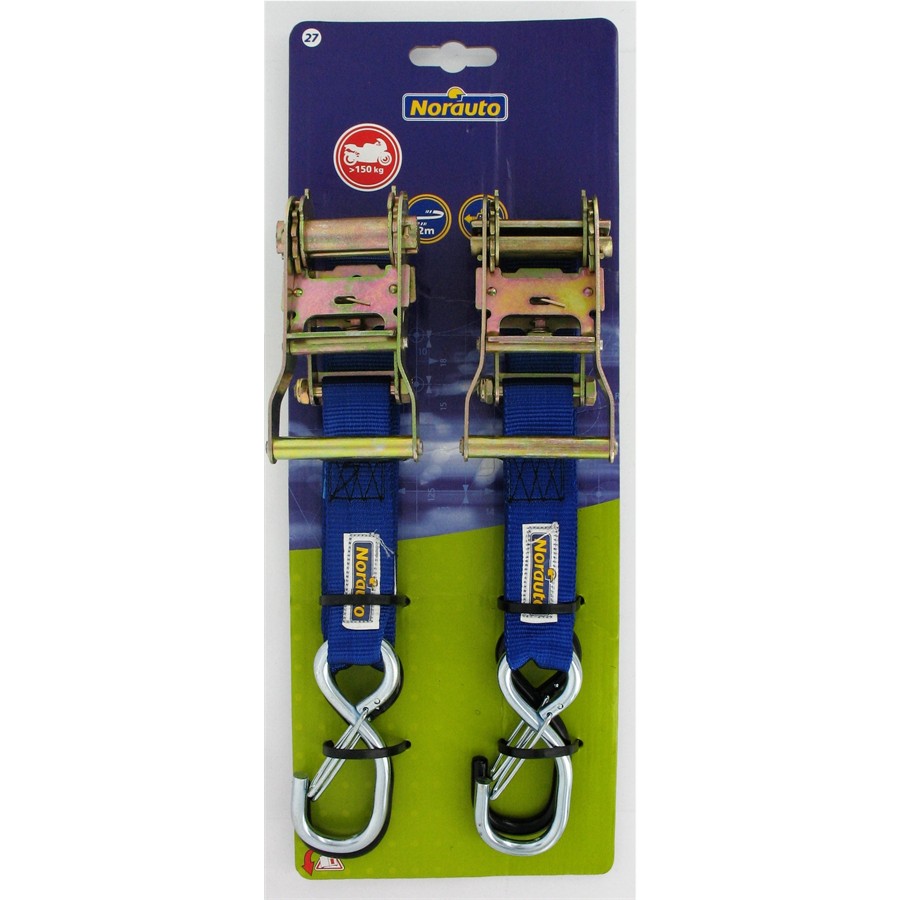 valonic COUGAR - 2 x 4 m sjorriem met ratel en haak, 25 mm, 400/800 kg, gevoerd, TÜV Rheinl / GS, EN 12195-2 - spanriemen, tweedelig, voor motorfiets en aanhanger, zwart