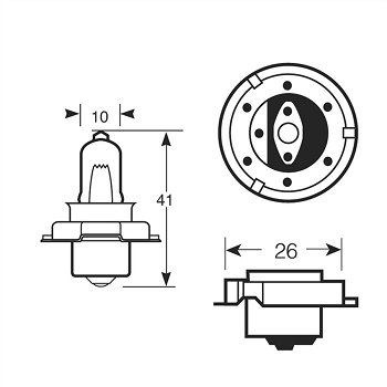Lamp (1x) ring 12V 15W P26S