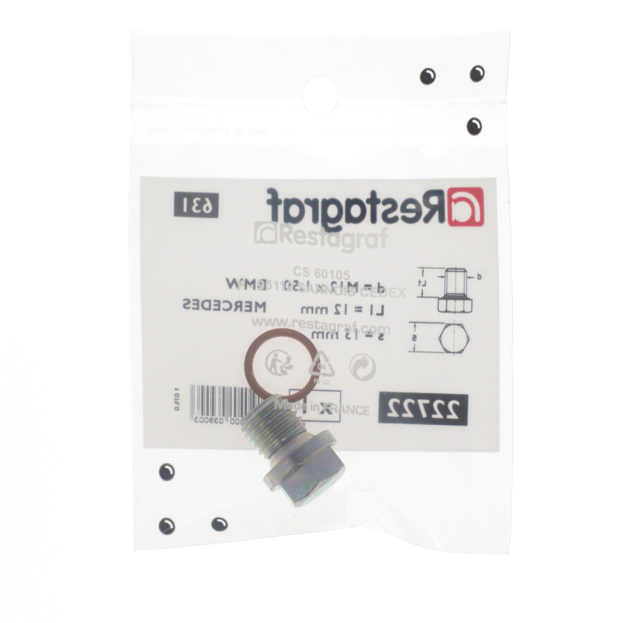 Restagraf - Bouchon De Vidange Avec Joint - M16-1,5 X 12 Mm - Compatible Avec Un Grand Nombre De