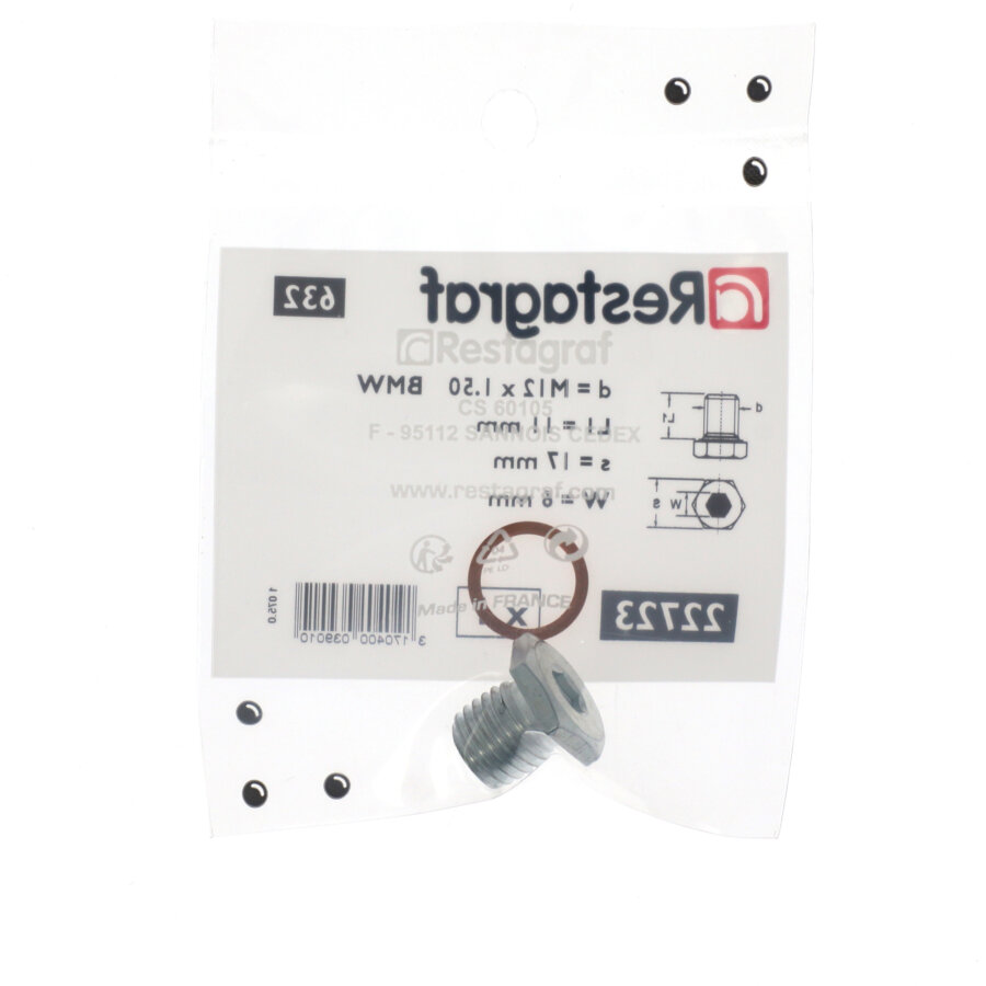 Bouchon Vidange M12-1,5 X 12 Mm Avec Joint - Acier - Compatible BMW, Chrysler, Mercedes - Lot De 2 - Restagraf