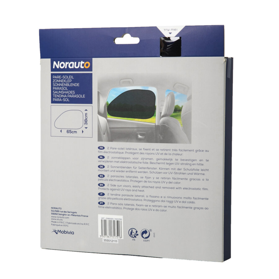 2 Pare-soleil latéraux electrostatique NORAUTO 65x38cm : Auto5.be