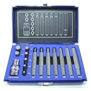 Bo&icirc;te de 14 embouts Allen H4-H12 carr&eacute; 1/2'' NORAUTO