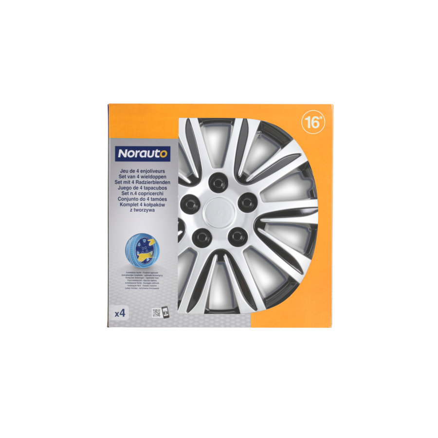 4 Enjoliveurs Noir Brillant 16 Pouces