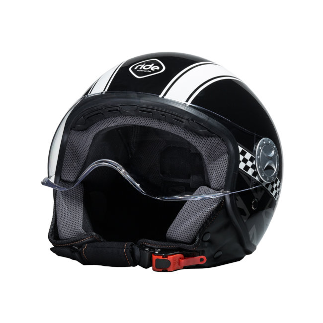 Aanhankelijk Feest Geroosterd Helm jet RIDE 701 dambord zwart Maat S : Auto5.be